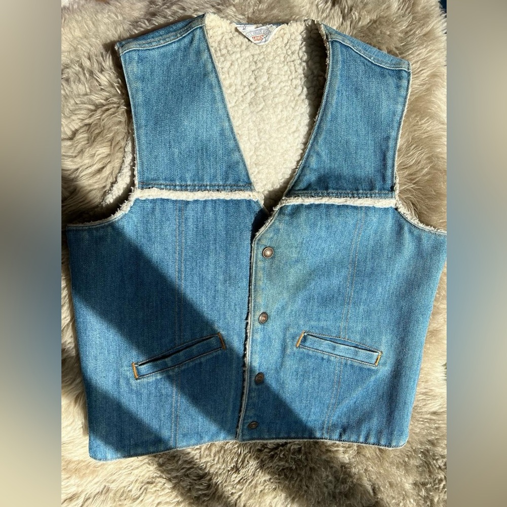Reversible Faux Shearling Denim Vest Levis